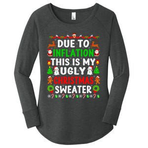 Funny Xmas Family Due To Inflation Ugly Christmas Sweaters Women's Perfect Tri Tunic Long Sleeve Shirt