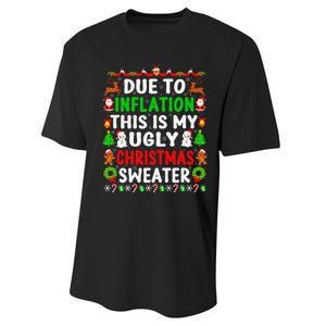 Funny Xmas Family Due To Inflation Ugly Christmas Sweaters Performance Sprint T-Shirt