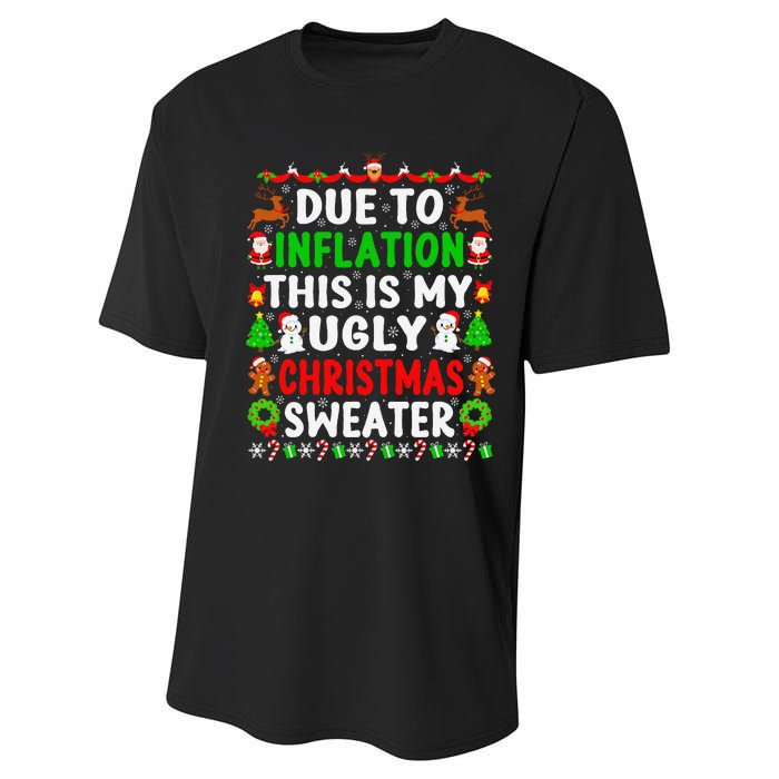 Funny Xmas Family Due To Inflation Ugly Christmas Sweaters Performance Sprint T-Shirt