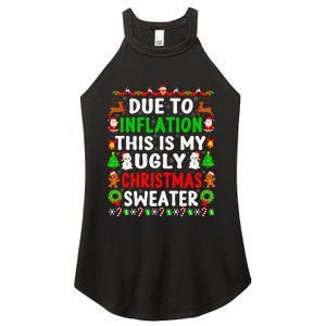 Funny Xmas Family Due To Inflation Ugly Christmas Sweaters Women's Perfect Tri Rocker Tank