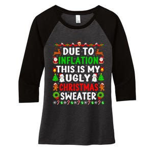 Funny Xmas Family Due To Inflation Ugly Christmas Sweaters Women's Tri-Blend 3/4-Sleeve Raglan Shirt