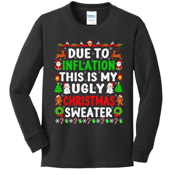 Funny Xmas Family Due To Inflation Ugly Christmas Sweaters Kids Long Sleeve Shirt