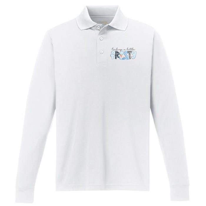 Funny Xmas Feeling A Little Frosty Winter Christmas Gift Performance Long Sleeve Polo