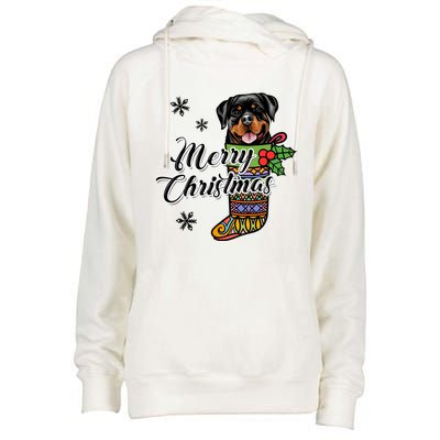 Funny Xmas Gift For Dog Lover Merry Christmas Rottweiler Gift Womens Funnel Neck Pullover Hood