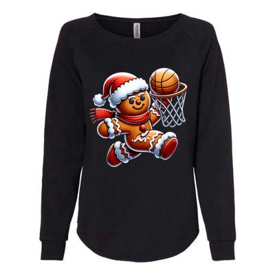 Funny Xmas Gingerbread Man Playing Basketball Christmas Gift Womens California Wash Sweatshirt