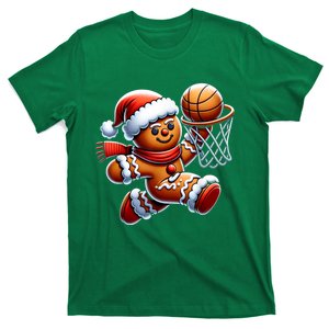 Funny Xmas Gingerbread Man Playing Basketball Christmas Gift T-Shirt