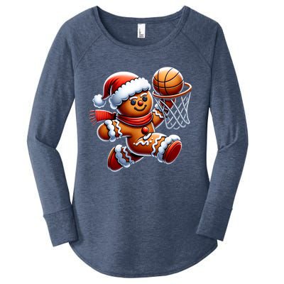 Funny Xmas Gingerbread Man Playing Basketball Christmas Gift Women's Perfect Tri Tunic Long Sleeve Shirt