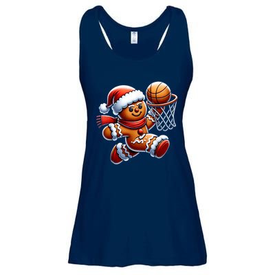 Funny Xmas Gingerbread Man Playing Basketball Christmas Gift Ladies Essential Flowy Tank