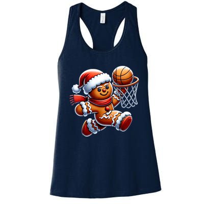 Funny Xmas Gingerbread Man Playing Basketball Christmas Gift Women's Racerback Tank