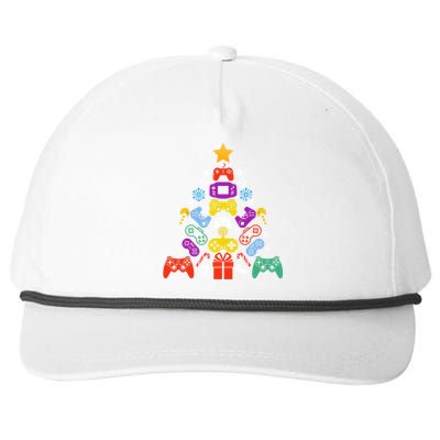 Funny Xmas Gamer Games Controllers Christmas Tree Boys Cool Gift Snapback Five-Panel Rope Hat