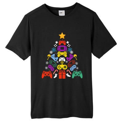 Funny Xmas Gamer Games Controllers Christmas Tree Boys Cool Gift Tall Fusion ChromaSoft Performance T-Shirt