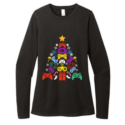 Funny Xmas Gamer Games Controllers Christmas Tree Boys Cool Gift Womens CVC Long Sleeve Shirt