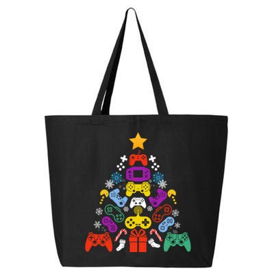 Funny Xmas Gamer Games Controllers Christmas Tree Boys Cool Gift 25L Jumbo Tote