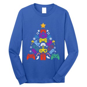 Funny Xmas Gamer Games Controllers Christmas Tree Boys Cool Gift Long Sleeve Shirt