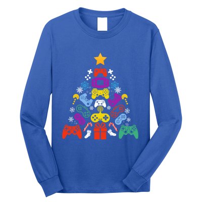 Funny Xmas Gamer Games Controllers Christmas Tree Boys Cool Gift Long Sleeve Shirt