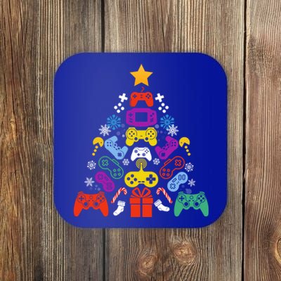 Funny Xmas Gamer Games Controllers Christmas Tree Boys Cool Gift Coaster