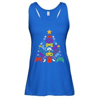 Funny Xmas Gamer Games Controllers Christmas Tree Boys Cool Gift Ladies Essential Flowy Tank