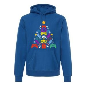 Funny Xmas Gamer Games Controllers Christmas Tree Boys Cool Gift Premium Hoodie