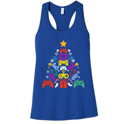 Funny Xmas Gamer Games Controllers Christmas Tree Boys Cool Gift Women's Racerback Tank