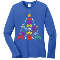 Funny Xmas Gamer Games Controllers Christmas Tree Boys Cool Gift Ladies Long Sleeve Shirt