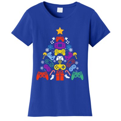 Funny Xmas Gamer Games Controllers Christmas Tree Boys Cool Gift Women's T-Shirt