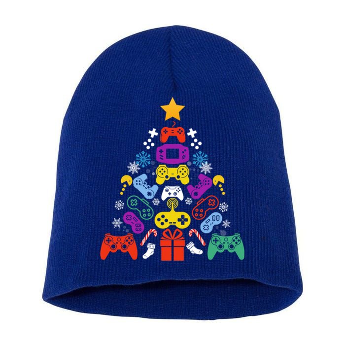 Funny Xmas Gamer Games Controllers Christmas Tree Boys Cool Gift Short Acrylic Beanie