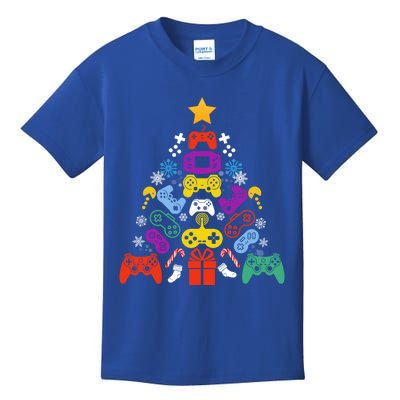 Funny Xmas Gamer Games Controllers Christmas Tree Boys Cool Gift Kids T-Shirt