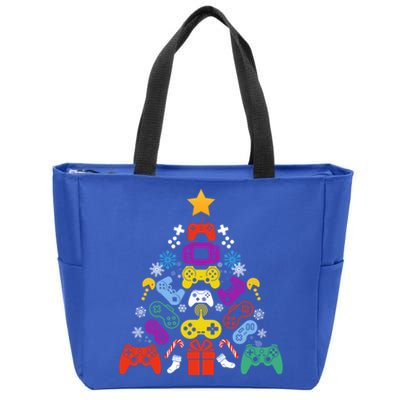 Funny Xmas Gamer Games Controllers Christmas Tree Boys Cool Gift Zip Tote Bag