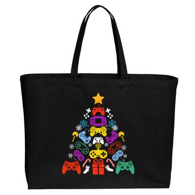 Funny Xmas Gamer Games Controllers Christmas Tree Boys Cool Gift Cotton Canvas Jumbo Tote