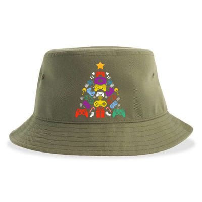 Funny Xmas Gamer Games Controllers Christmas Tree Boys Cool Gift Sustainable Bucket Hat