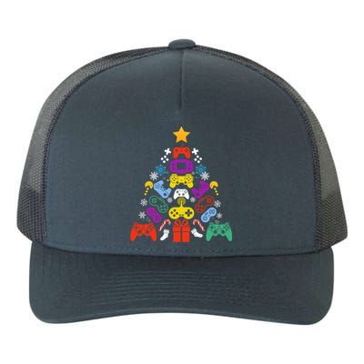 Funny Xmas Gamer Games Controllers Christmas Tree Boys Cool Gift Yupoong Adult 5-Panel Trucker Hat