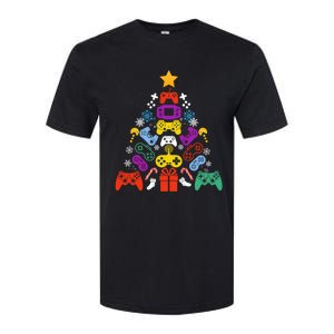 Funny Xmas Gamer Games Controllers Christmas Tree Boys Cool Gift Softstyle CVC T-Shirt