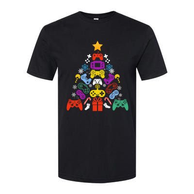 Funny Xmas Gamer Games Controllers Christmas Tree Boys Cool Gift Softstyle CVC T-Shirt