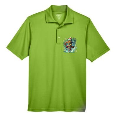 Funny Xmas Gingerbread Playing Ice Hockey Lovers Christmas Gift Men's Origin Performance Pique Polo