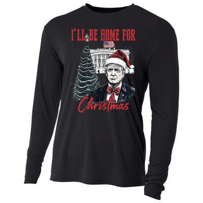 Funny Xmas Humorous Trump Ill Be Home For Christmas 2024 Gift Cooling Performance Long Sleeve Crew