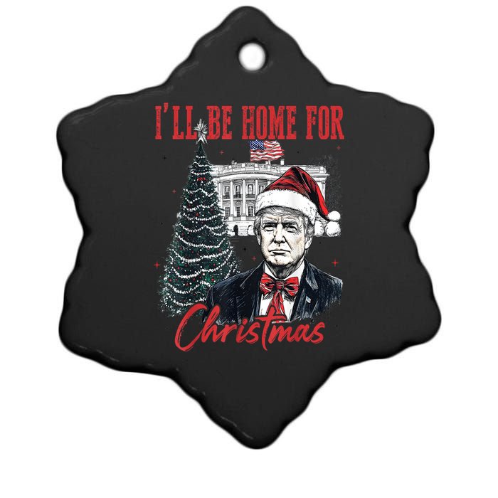 Funny Xmas Humorous Trump Ill Be Home For Christmas 2024 Gift Ceramic Star Ornament