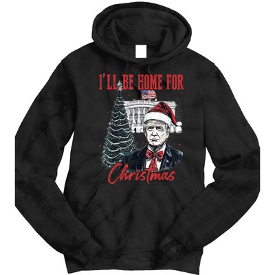 Funny Xmas Humorous Trump Ill Be Home For Christmas 2024 Gift Tie Dye Hoodie