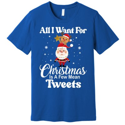 Funny Xmas Humor All I Want Christmas Is A Few Mean Tweets Gift Premium T-Shirt