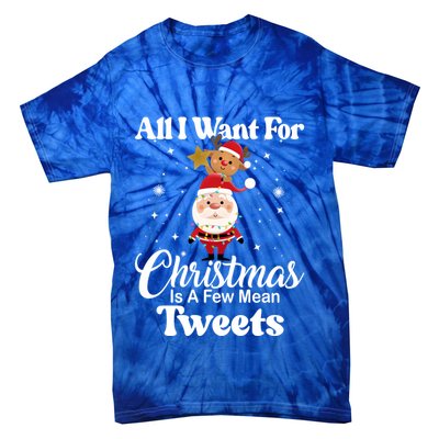 Funny Xmas Humor All I Want Christmas Is A Few Mean Tweets Gift Tie-Dye T-Shirt