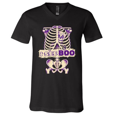 Funny Xray Halloween Costume Rib Cage Skeleton Dog See Boo V-Neck T-Shirt