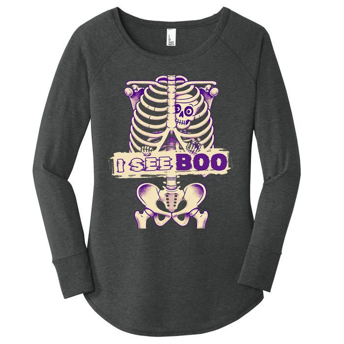 Funny Xray Halloween Costume Rib Cage Skeleton Dog See Boo Women's Perfect Tri Tunic Long Sleeve Shirt