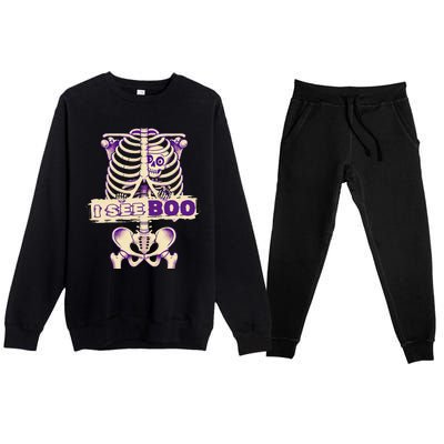 Funny Xray Halloween Costume Rib Cage Skeleton Dog See Boo Premium Crewneck Sweatsuit Set