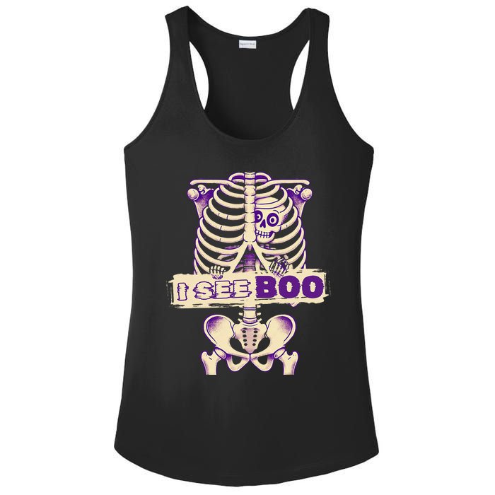 Funny Xray Halloween Costume Rib Cage Skeleton Dog See Boo Ladies PosiCharge Competitor Racerback Tank