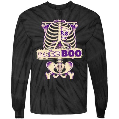 Funny Xray Halloween Costume Rib Cage Skeleton Dog See Boo Tie-Dye Long Sleeve Shirt