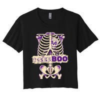 Funny Xray Halloween Costume Rib Cage Skeleton Dog See Boo Women's Crop Top Tee