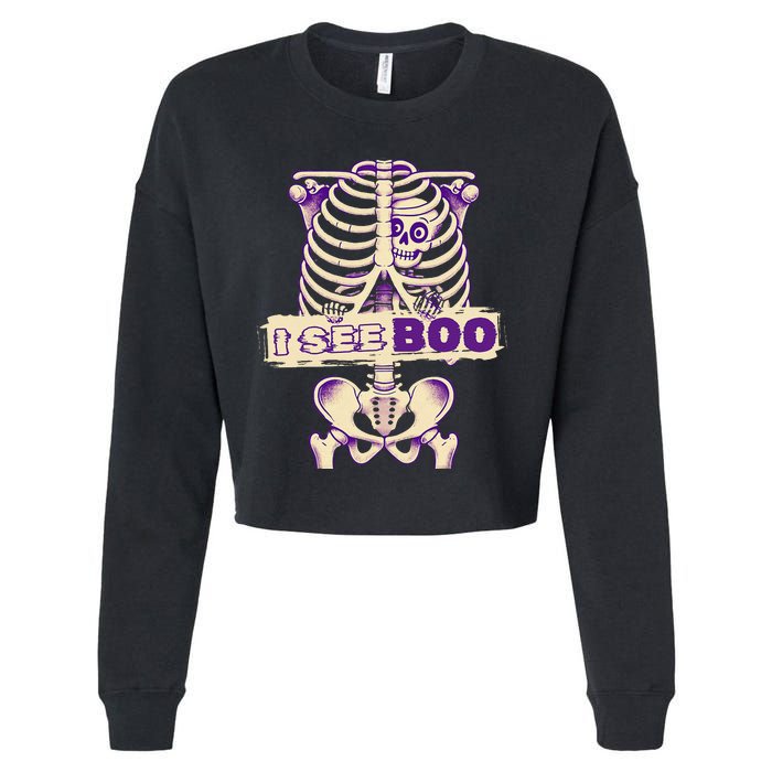 Funny Xray Halloween Costume Rib Cage Skeleton Dog See Boo Cropped Pullover Crew