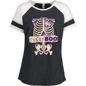 Funny Xray Halloween Costume Rib Cage Skeleton Dog See Boo Enza Ladies Jersey Colorblock Tee