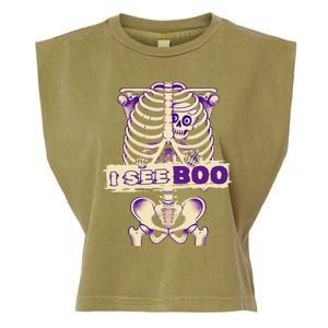 Funny Xray Halloween Costume Rib Cage Skeleton Dog See Boo Garment-Dyed Women's Muscle Tee