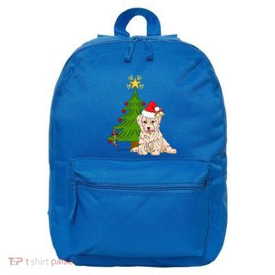 Funny Xmas Havanese Dog Christmas Lights Santa Hat Xmas Tree Funny Gift 16 in Basic Backpack