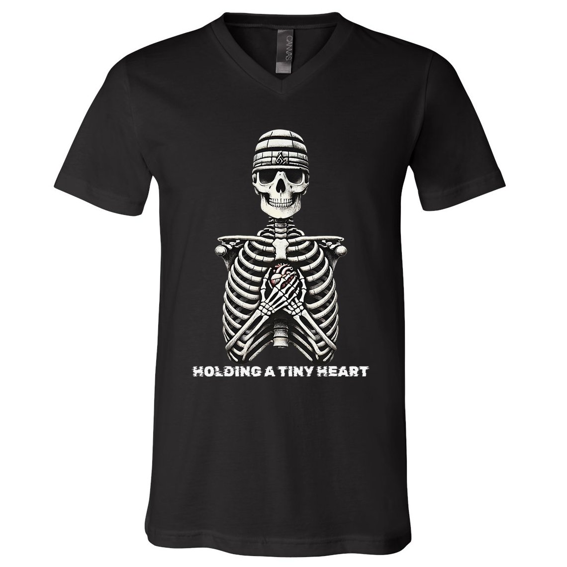 Funny Xray Halloween Costume Rib Cage Skeleton Dog Heart V-Neck T-Shirt